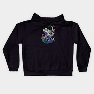 Watercolor Frog Portrait Kids Hoodie